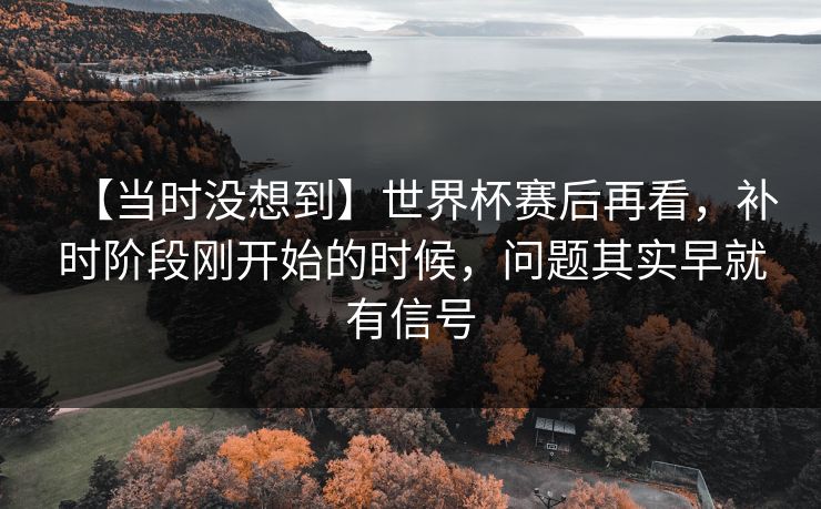 【当时没想到】世界杯赛后再看，补时阶段刚开始的时候，问题其实早就有信号